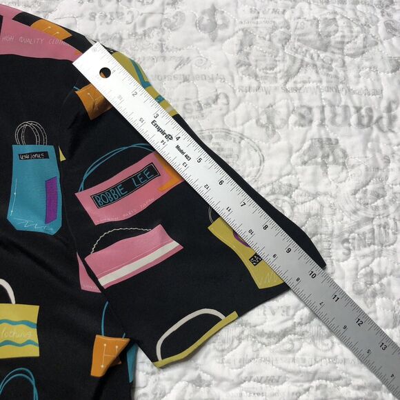 Wmns VTG Anne Crimmins for Umi Collections Silk Dress Black Pink Shoulder Pads - Picture 12 of 12